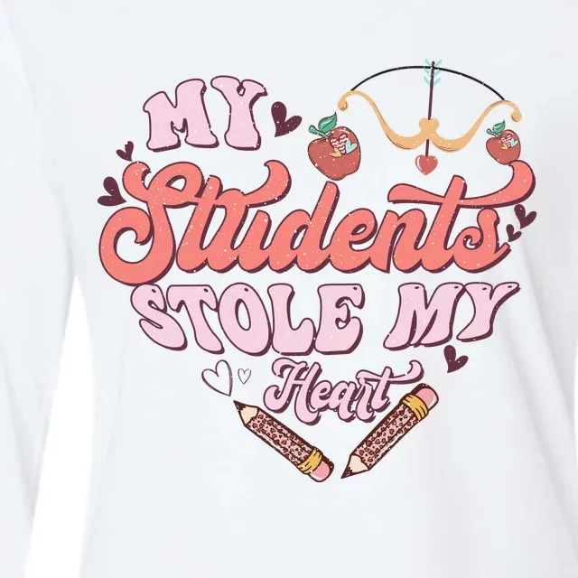 My Students Stole My Heart Funny Valentines Day Womens Cotton Relaxed Long Sleeve T-Shirt