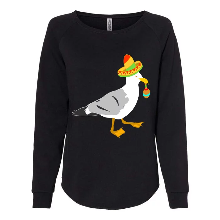 Mexican Seagull Sombrero Costume Maraca Funny Bird Gift Womens California Wash Sweatshirt