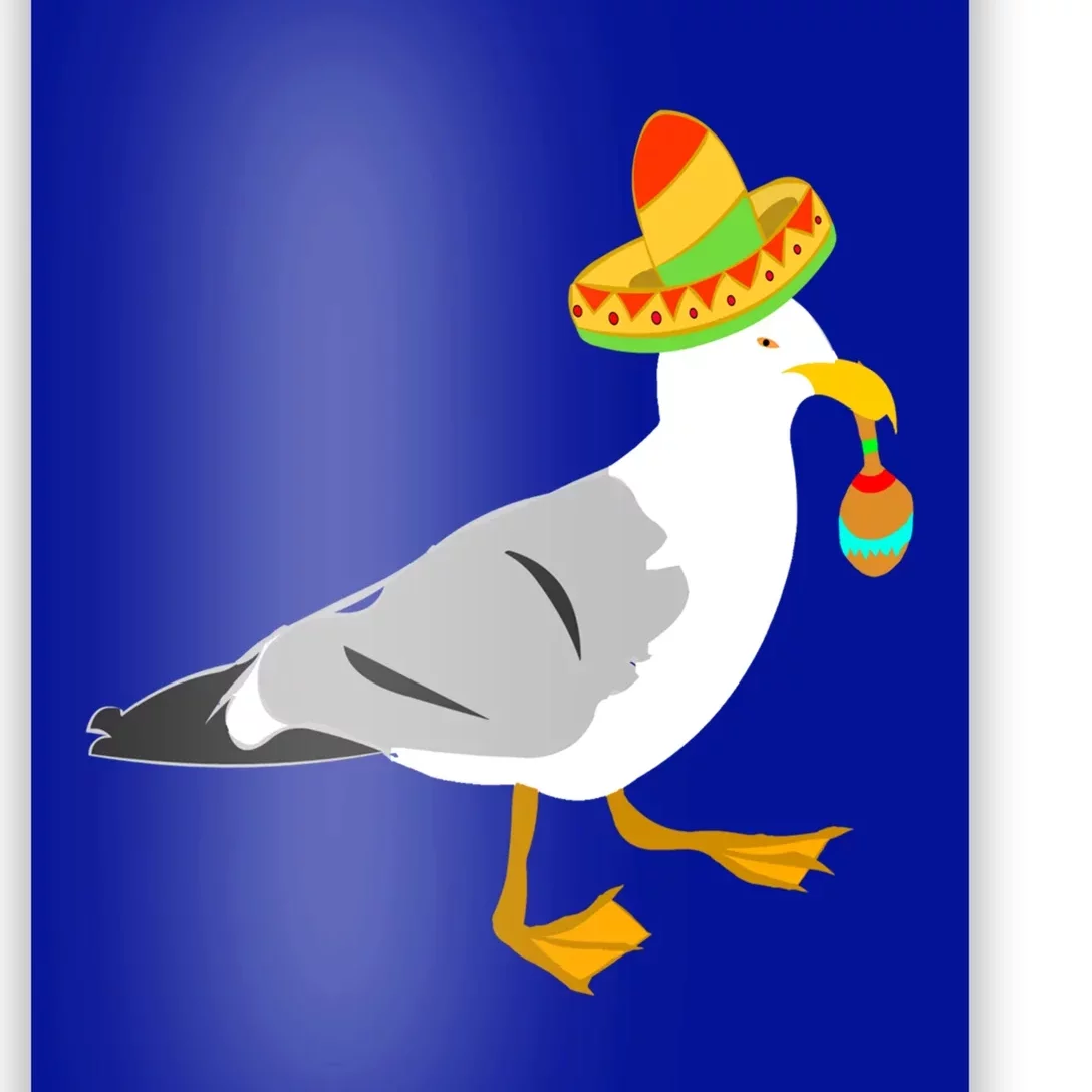 Mexican Seagull Sombrero Costume Maraca Funny Bird Gift Poster