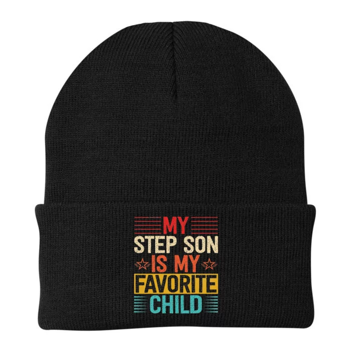 My Step Son is My Favorite Child Funny Step Dad Fathers Day Knit Cap Winter Beanie