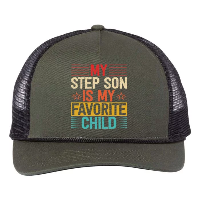 My Step Son is My Favorite Child Funny Step Dad Fathers Day Retro Rope Trucker Hat Cap