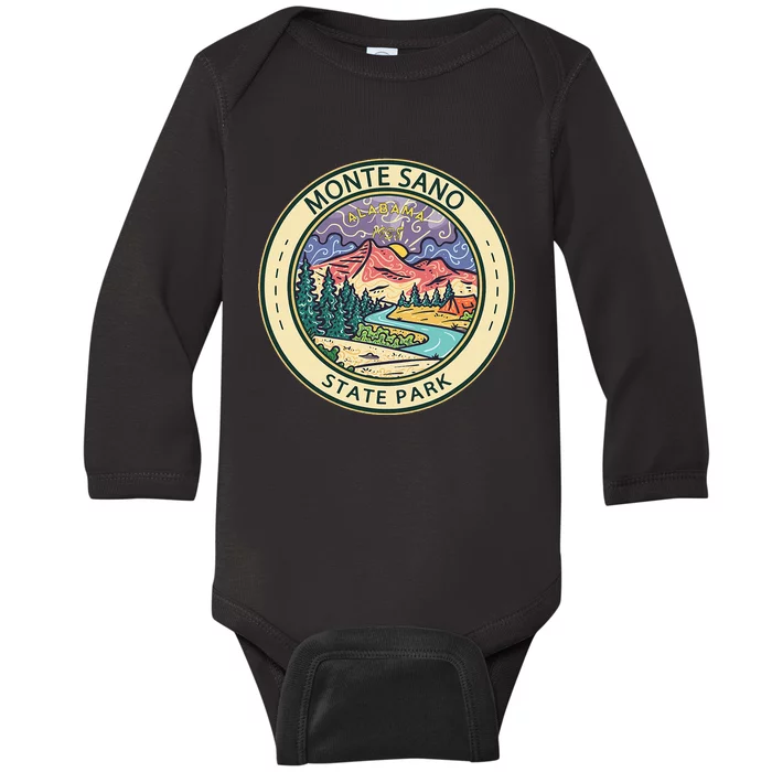 Monte Sano State Park Alabama Badge Vintage Baby Long Sleeve Bodysuit