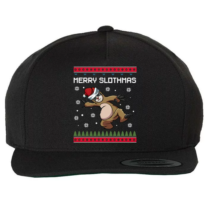 Merry Slothmas Sloth Animal Christmas Gift Wool Snapback Cap