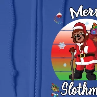 Merry Slothmas Sloth Christmas Matching Pajama Costume Great Gift Full Zip Hoodie