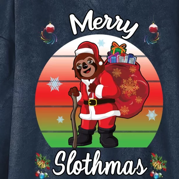 Merry Slothmas Sloth Christmas Matching Pajama Costume Great Gift Hooded Wearable Blanket