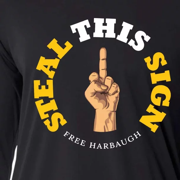 Michigan Sign Stealing Football Fan Go Blue Free Harbaugh Cooling Performance Long Sleeve Crew