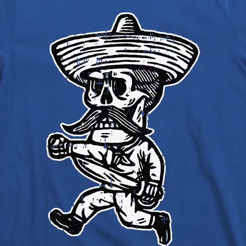 Mexican Skeleton Sombrero Halloween Costume Bones Skull T-Shirt