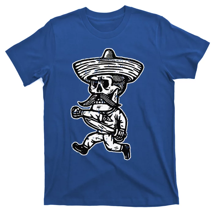 Mexican Skeleton Sombrero Halloween Costume Bones Skull T-Shirt