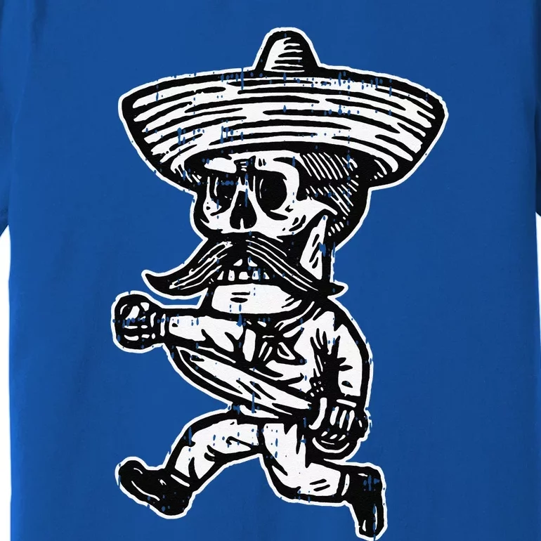 Mexican Skeleton Sombrero Halloween Costume Bones Skull Premium T-Shirt