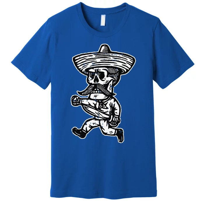 Mexican Skeleton Sombrero Halloween Costume Bones Skull Premium T-Shirt