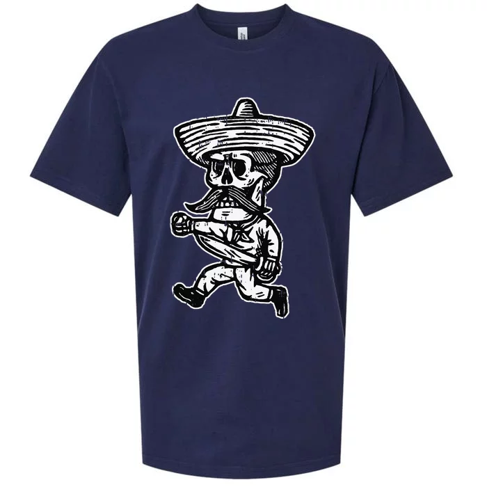 Mexican Skeleton Sombrero Halloween Costume Bones Skull Sueded Cloud Jersey T-Shirt