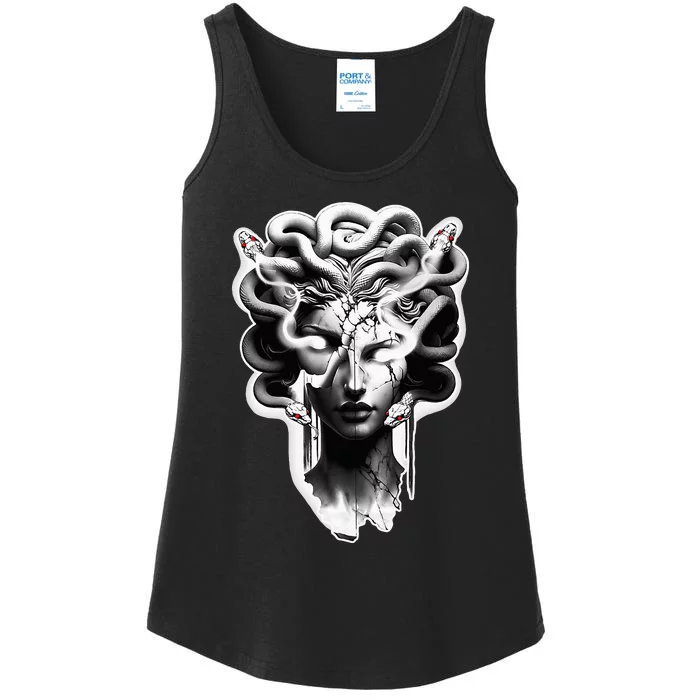 Medusa Statue Snakes Greek Mythology Ladies Essential Tank