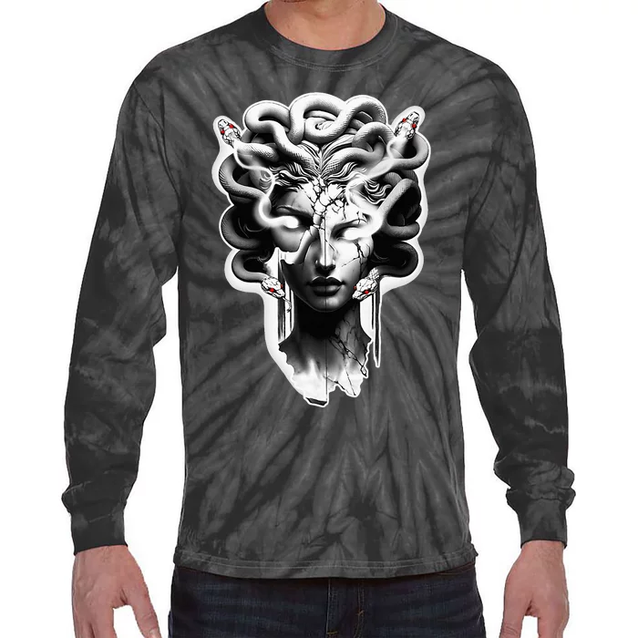 Medusa Statue Snakes Greek Mythology Tie-Dye Long Sleeve Shirt