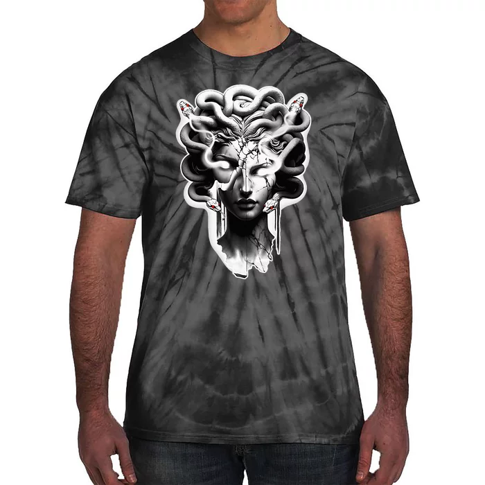 Medusa Statue Snakes Greek Mythology Tie-Dye T-Shirt