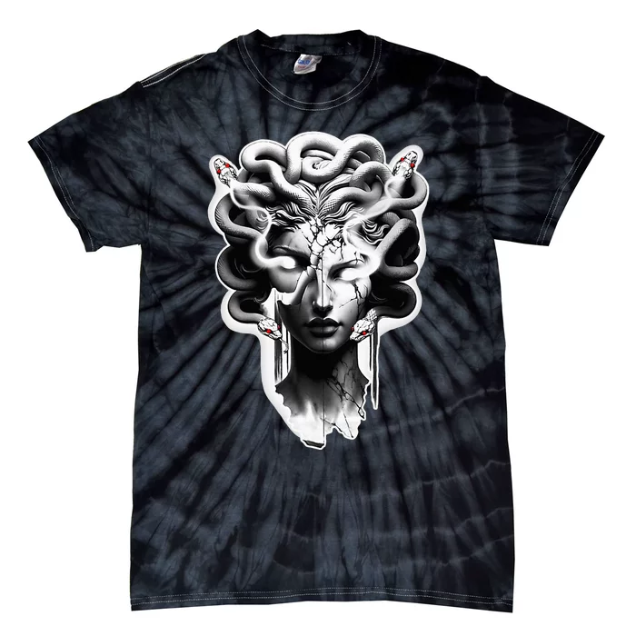 Medusa Statue Snakes Greek Mythology Tie-Dye T-Shirt