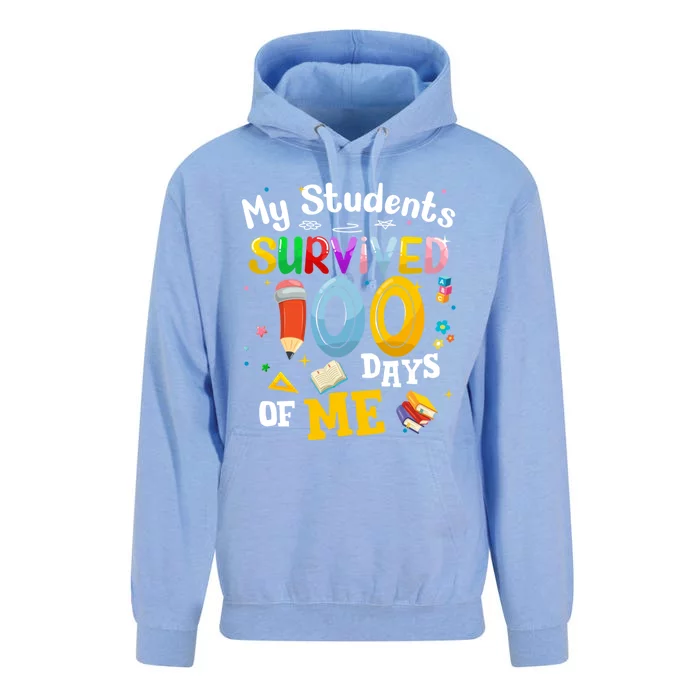 My Students Survived 100 Days Of Me 100 Days School Teachers Meaningful Gift Unisex Surf Hoodie