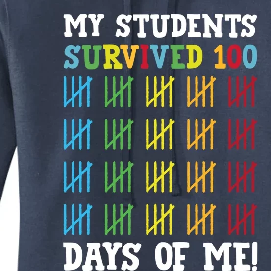 My Students Survived 100 Days Of Me Funny Teachers Gift Women's Pullover Hoodie