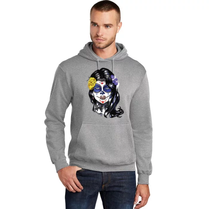 Mexican Sugar Skull Girl Halloween Dia De Los Muertos Tall Hoodie