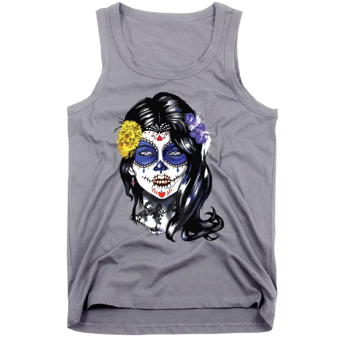 Mexican Sugar Skull Girl Halloween Dia De Los Muertos Tank Top