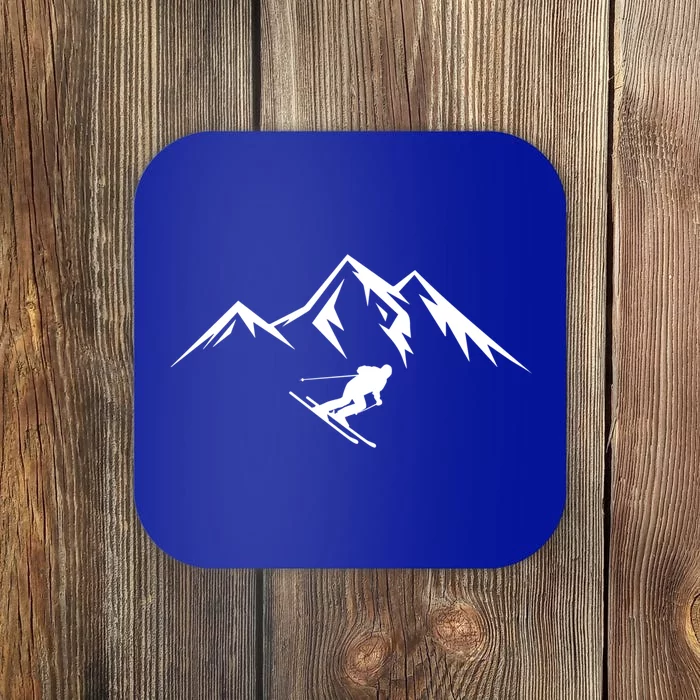 Mountains Skier Skiing Ski Cool Dad Minimalist Cool Gift Coaster