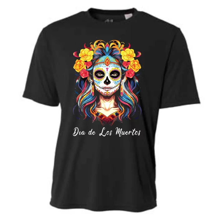 Mexican Sugar Skull Girl Halloween Dia De Los Muertos Cooling Performance Crew T-Shirt