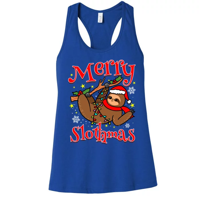 Merry Slothmas Sloth Christmas Gift Women's Racerback Tank