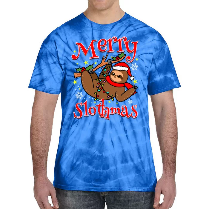 Merry Slothmas Sloth Christmas Gift Tie-Dye T-Shirt