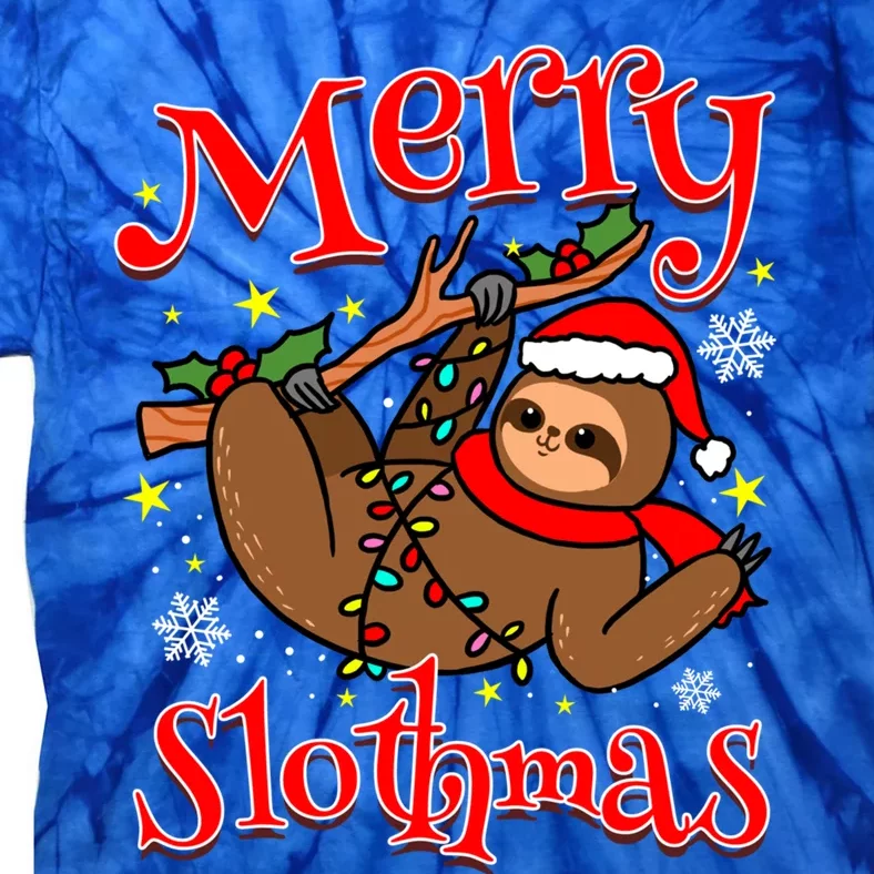 Merry Slothmas Sloth Christmas Gift Tie-Dye T-Shirt