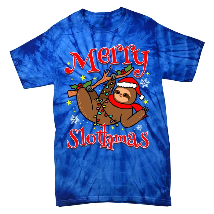 Merry Slothmas Sloth Christmas Gift Tie-Dye T-Shirt