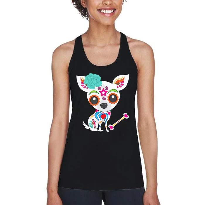 Mexican Sugar Skull Chihuahua Women's Racerback Tank