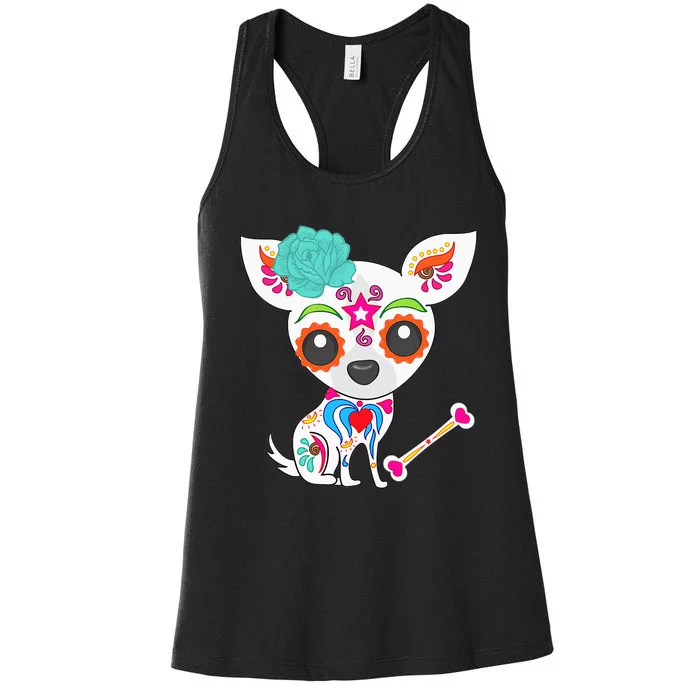 Mexican Sugar Skull Chihuahua Women's Racerback Tank