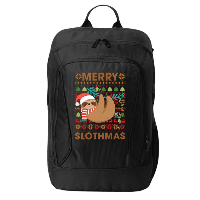 Merry Slothmas Sloths Christmas Ugly Xmas Gift Meaningful Gift City Backpack