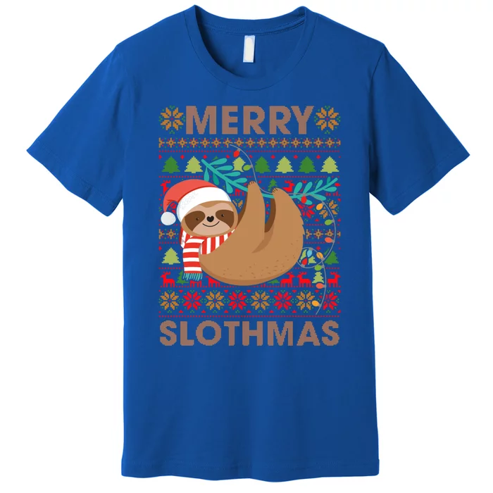 Merry Slothmas Sloths Christmas Ugly Xmas Gift Meaningful Gift Premium T-Shirt