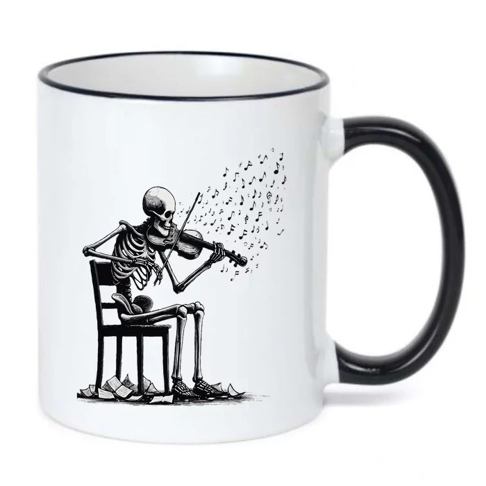 Musician Skeleton Skeleton Player Violin Halloween Music Black Color Changing Mug