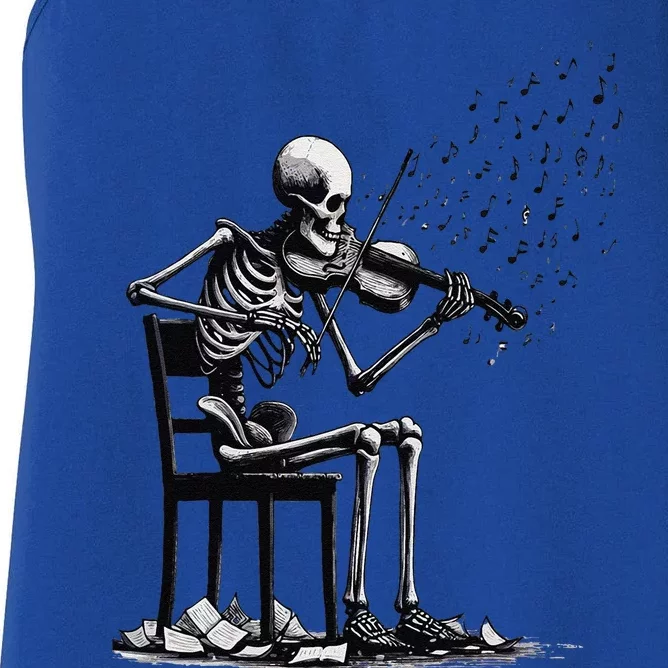 Musician Skeleton Skeleton Player Violin Halloween Music Women's Racerback Tank