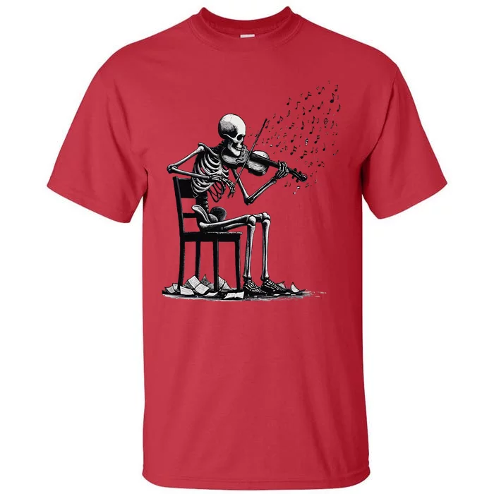 Musician Skeleton Skeleton Player Violin Halloween Music Tall T-Shirt