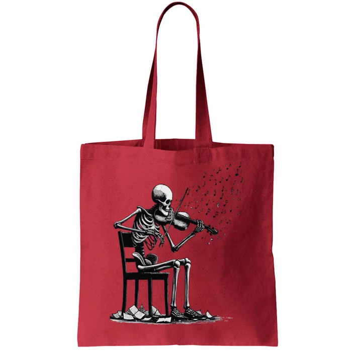 Musician Skeleton Skeleton Player Violin Halloween Music Tote Bag