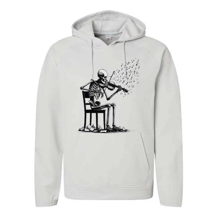 Musician Skeleton Skeleton Player Violin Halloween Music Performance Fleece Hoodie