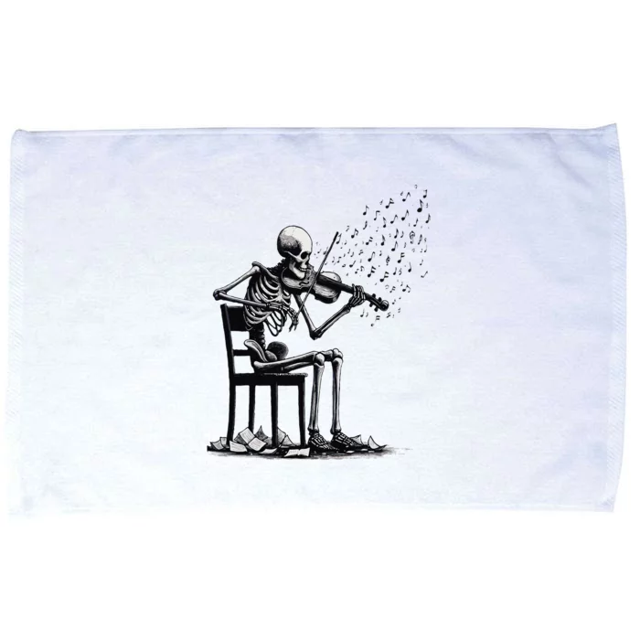 Musician Skeleton Skeleton Player Violin Halloween Music Microfiber Hand Towel