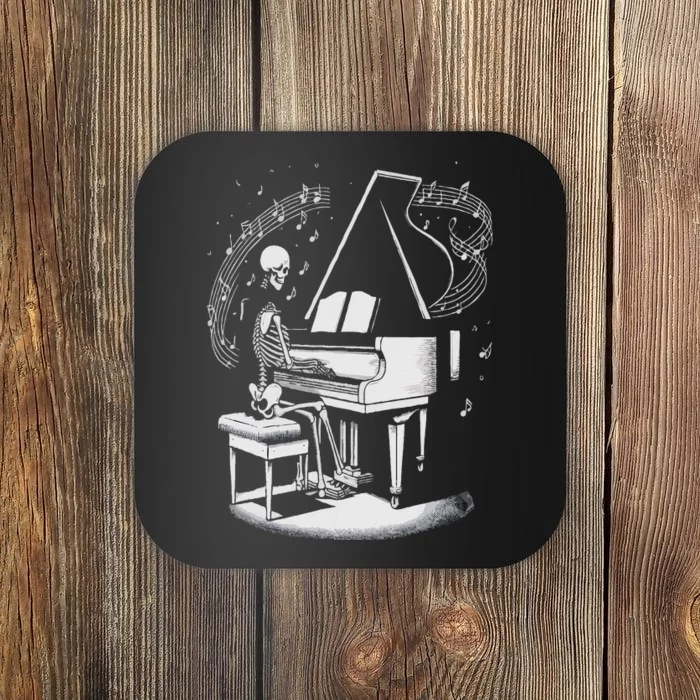 Musician Skeleton Skeleton Player Piano Halloween Music Coaster