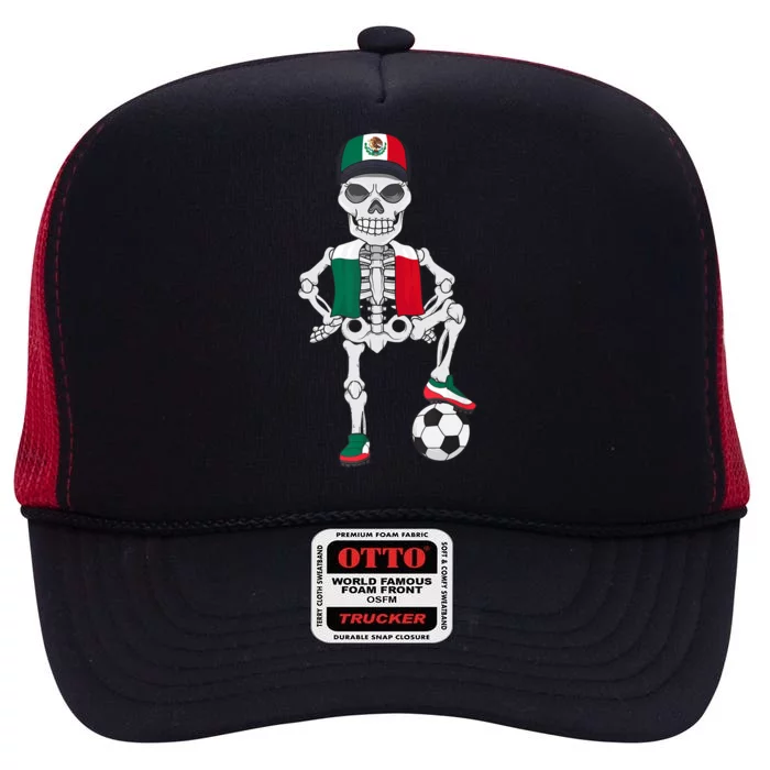 Mexico Soccer Skeleton Fan Team High Crown Mesh Trucker Hat