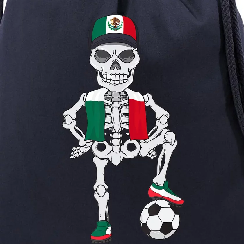 Mexico Soccer Skeleton Fan Team Drawstring Bag