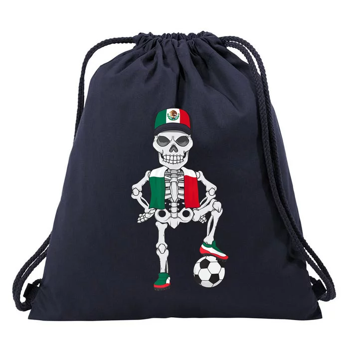 Mexico Soccer Skeleton Fan Team Drawstring Bag