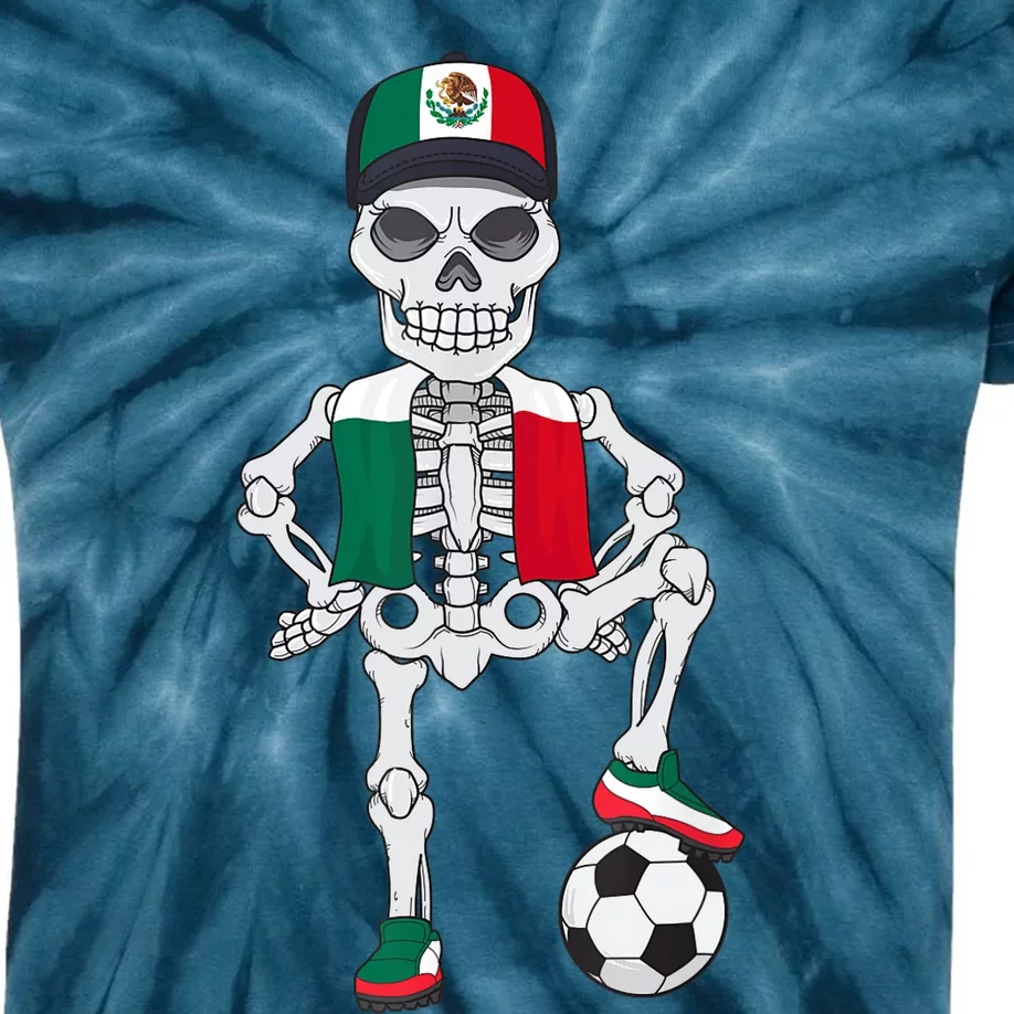 Mexico Soccer Skeleton Fan Team Kids Tie-Dye T-Shirt