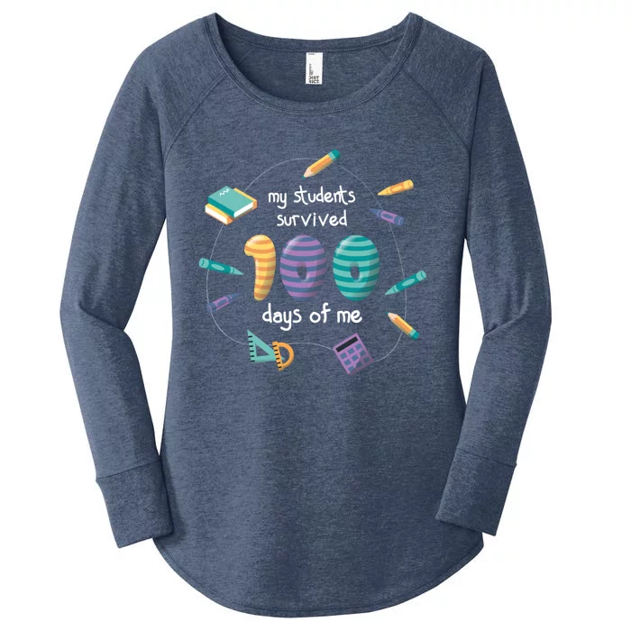 My Students Survived 100 Days Of Me Math History Teacher Gift Women's Perfect Tri Tunic Long Sleeve Shirt