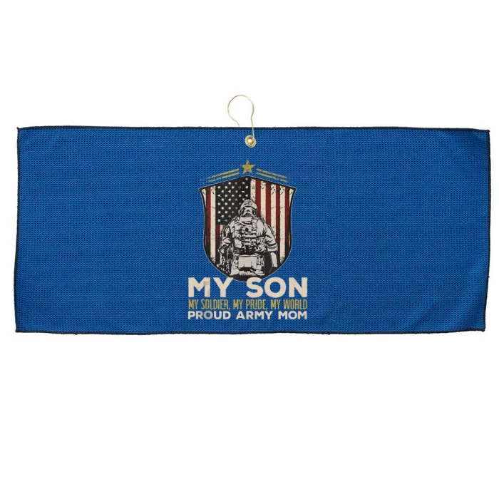 My Son Soldier Pride World Proud Arm.Y Mom Veterans Day Large Microfiber Waffle Golf Towel