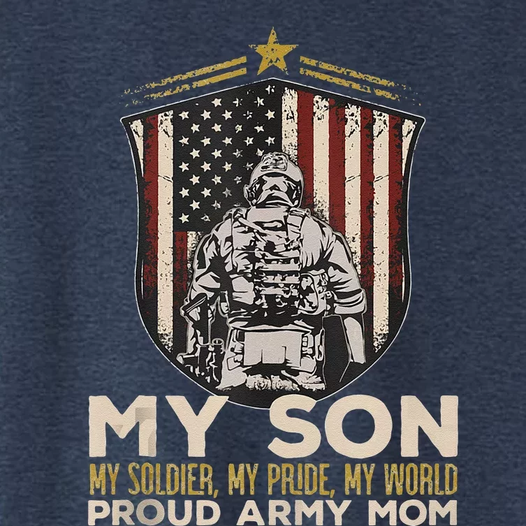 My Son Soldier Pride World Proud Arm.Y Mom Veterans Day Women's Crop Top Tee