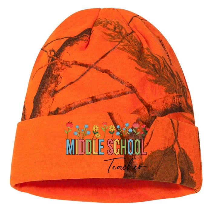 Middle School Teacher Retro Wildflowers Back To School Gift Kati - 12in Camo Beanie