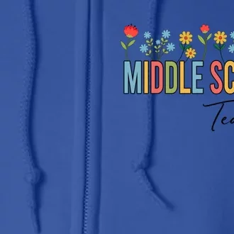 Middle School Teacher Retro Wildflowers Back To School Gift Full Zip Hoodie