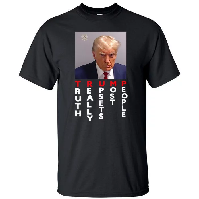 Mug Shot Trump Never Surrender Pro Trump Tall T-Shirt